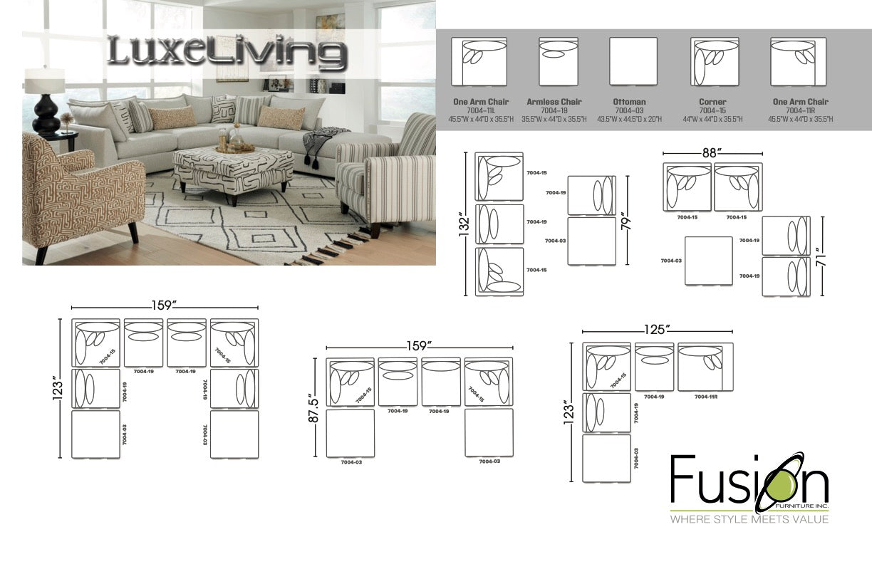 Durango Pewter 5 Piece Sectional