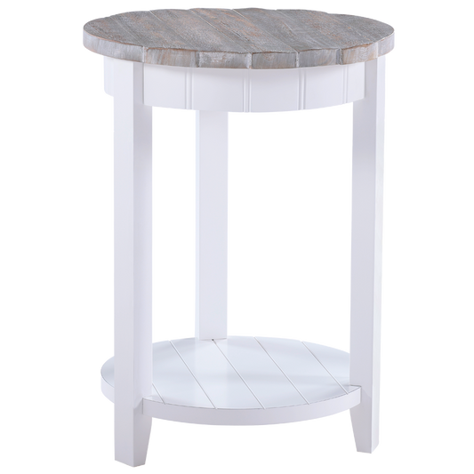 Key Largo Round Accent Table Boardwalk/White