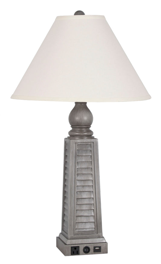 Grey Shutter Table Lamp with USB