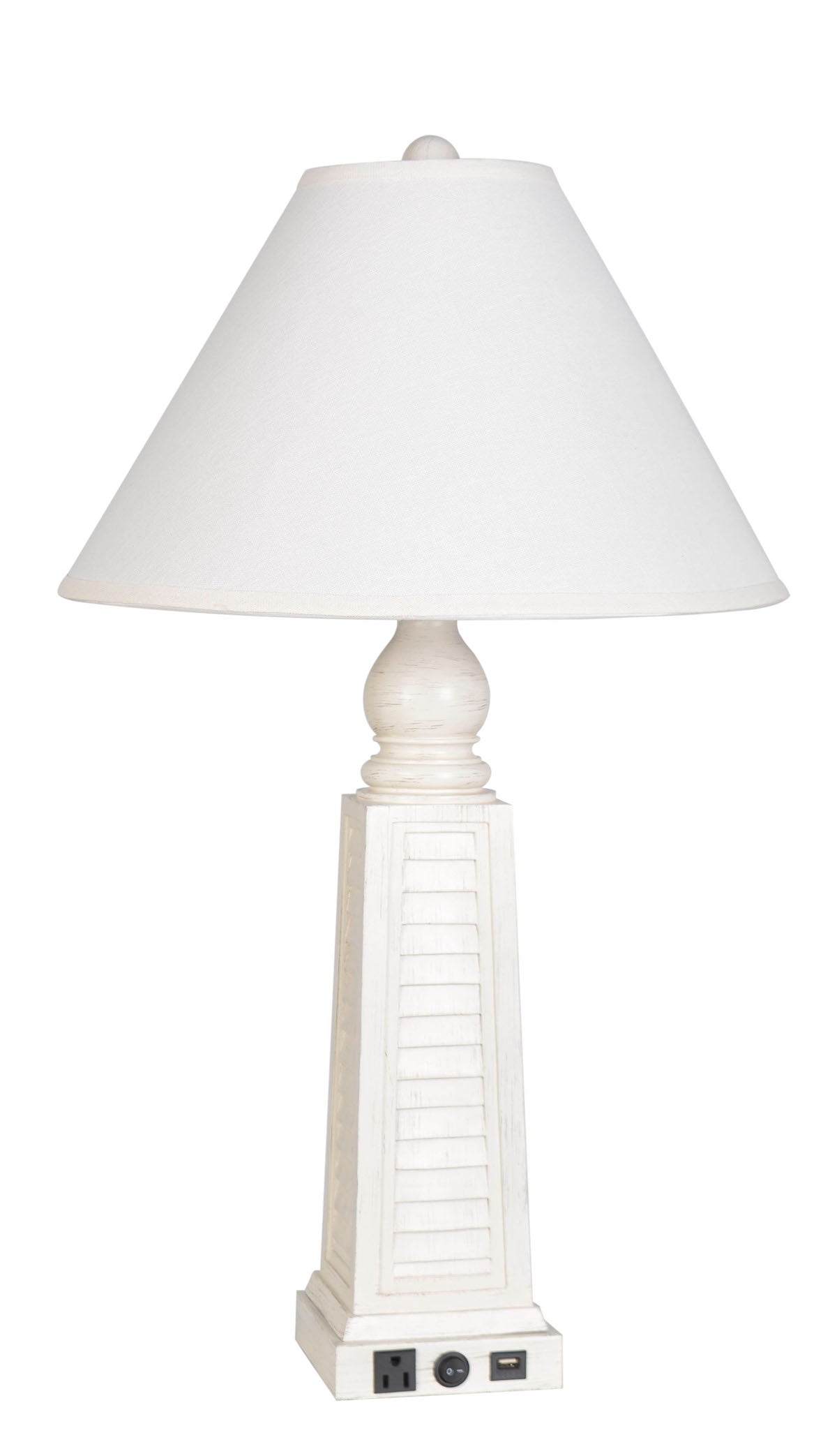 White Shutter Table Lamp with USB