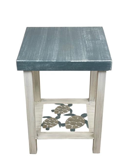 SQUARE END TABLE WITH SWIMMING TURTLES