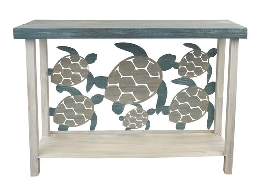 COTTAGE/TIDE IRON RECTANGLE SOFA TABLE WITH TURTLE ACCENT