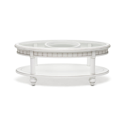 Monaco White Oval Cocktail Table