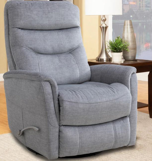 Gemini Swivel Glider Recliner with Adjustable Headrest-Silver