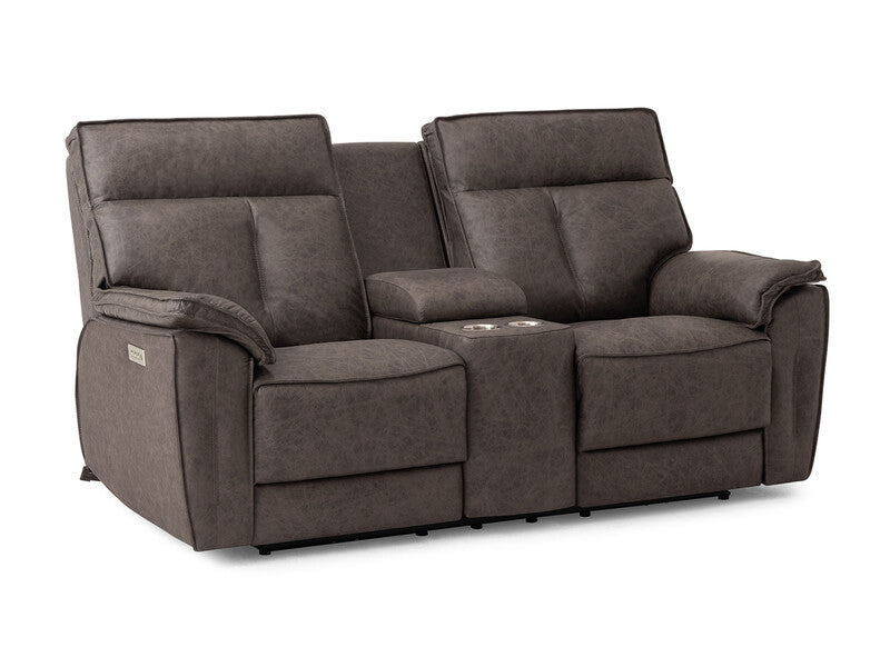 Oakley Power Reclining Leather Console Loveseat