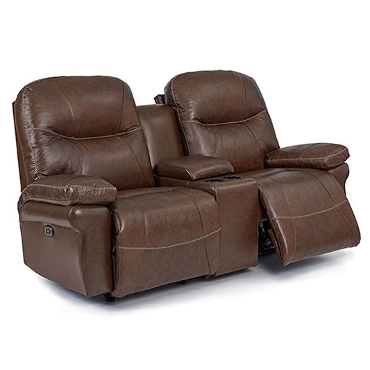 Leya Leather Console Reclining Loveseat