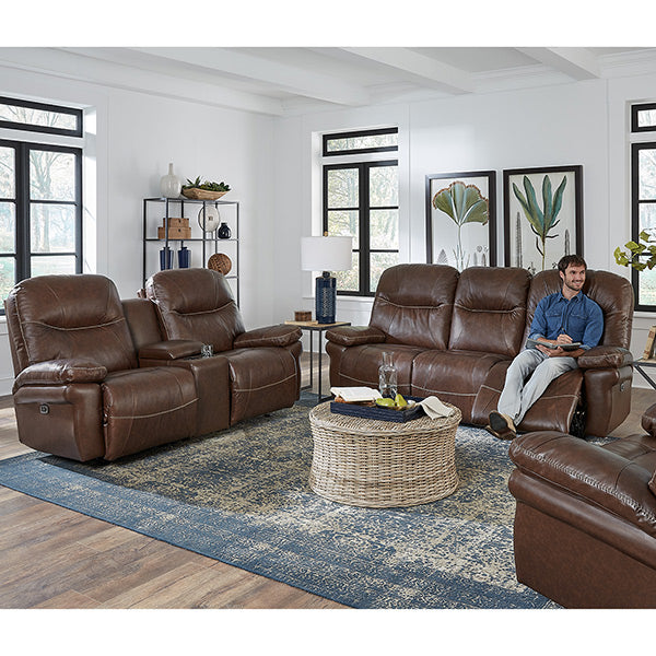 Leya Gunmetal Leather Double RecliningSofa