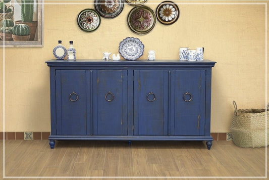 Capri Console w/ 4 Doors, Blue Finish
