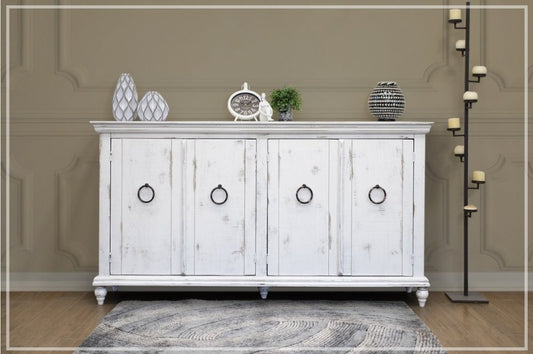 Capri Console W/4 Doors - White Finish