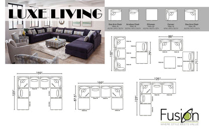 Elise Ink 5 Piece Sectional
