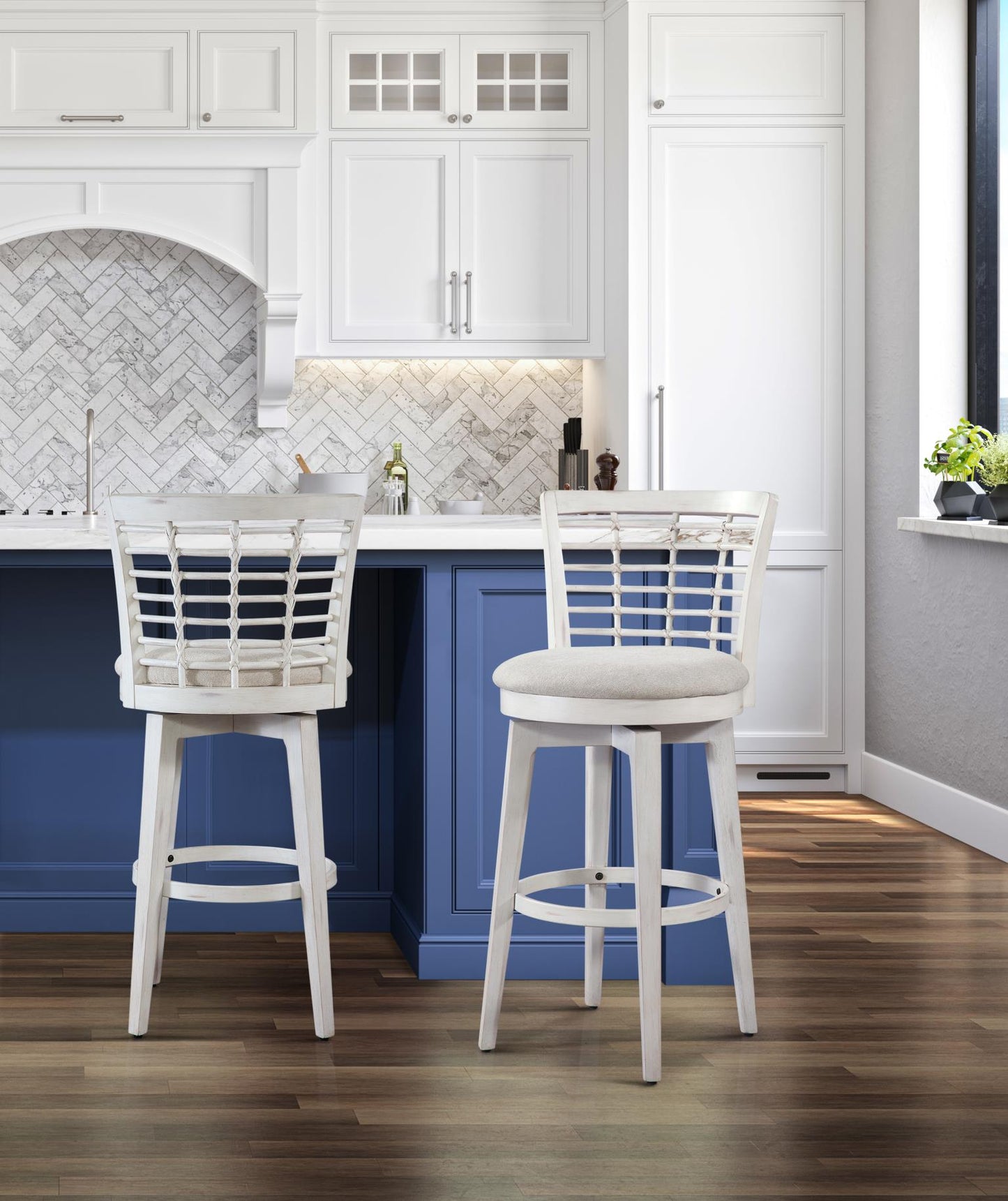 BEACH HOUSE SWIVEL STOOLS WHITE