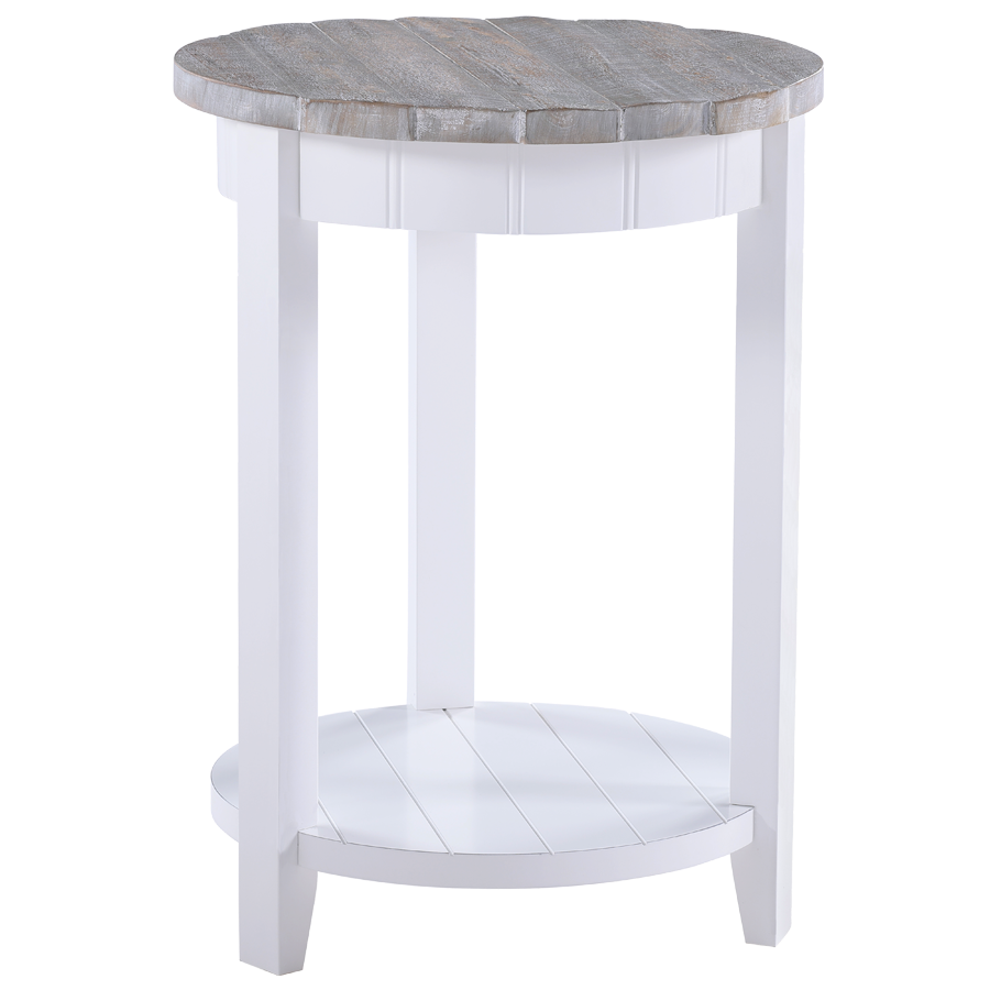 Key Largo Round Accent Table Boardwalk/White