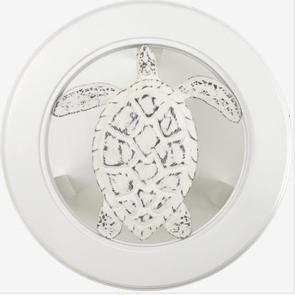 Cayman Round End Table White with Turtle Inserts