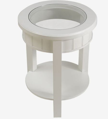 Cayman Round End Table White with Turtle Inserts