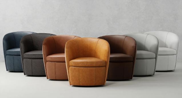 Barolo Leather Swivel Barrel Chair