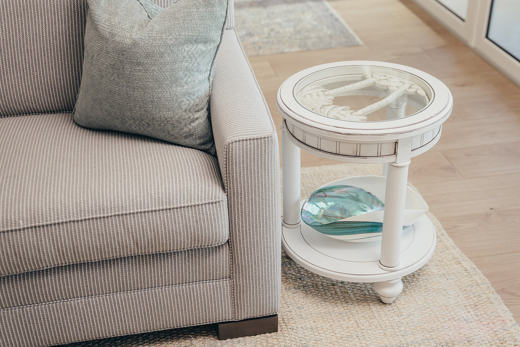 Monaco White Round End Table