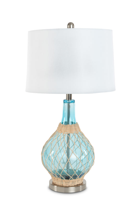 Light Blue Glass Table Lamp