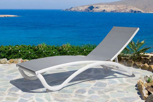 ARCH STACKABLE GREY SLING CHAISE LOUNGE