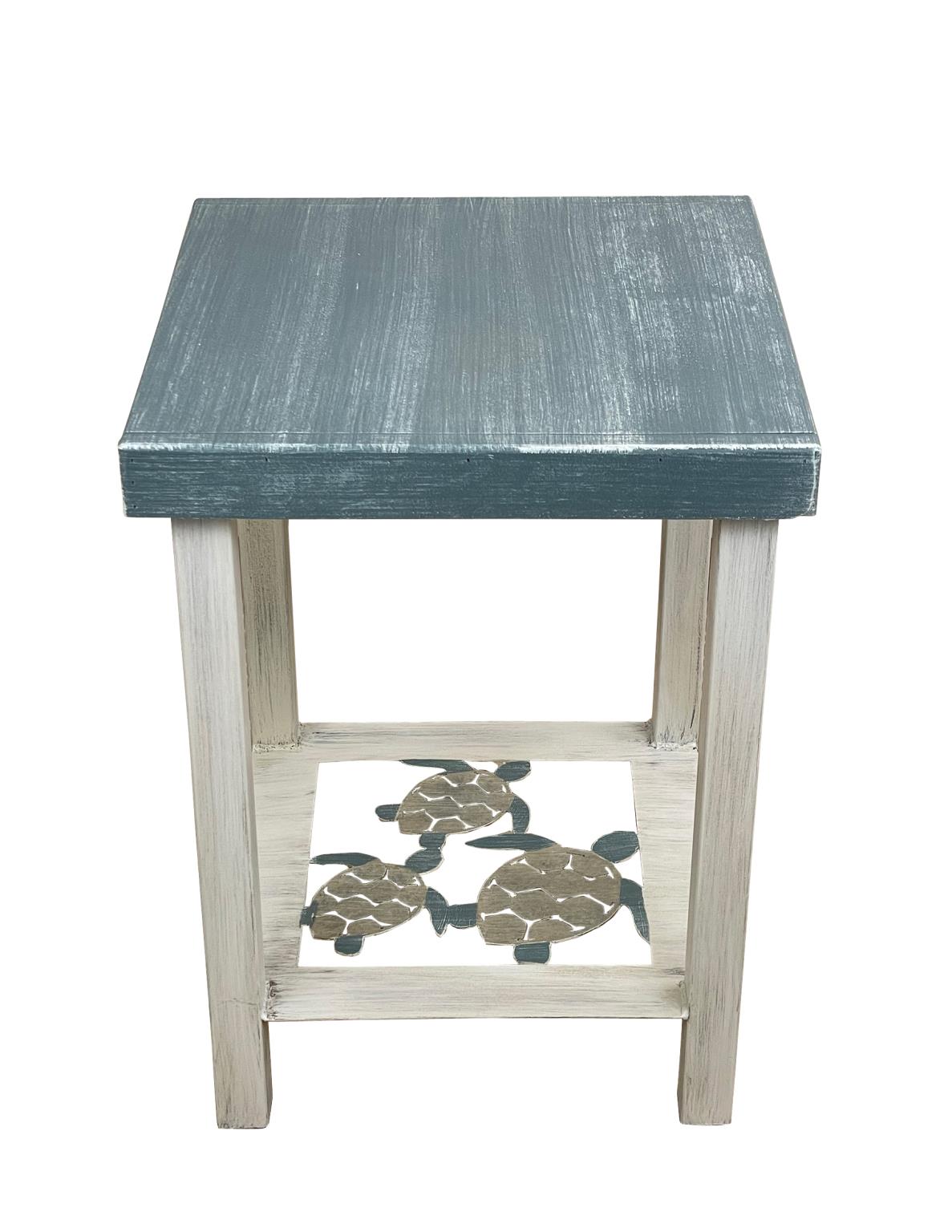 SQUARE END TABLE WITH SWIMMING TURTLES
