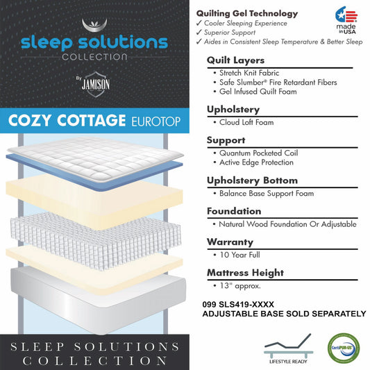 Sleep Solutions Cozy Cottage Mattress - Euro