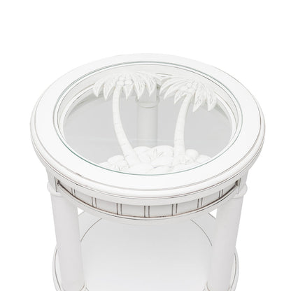 Monaco White Round End Table