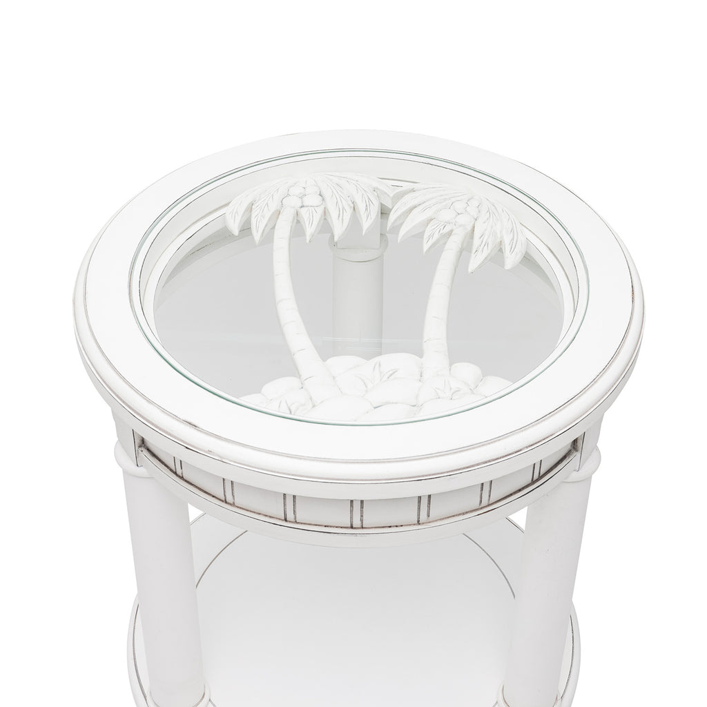 Monaco White Round End Table
