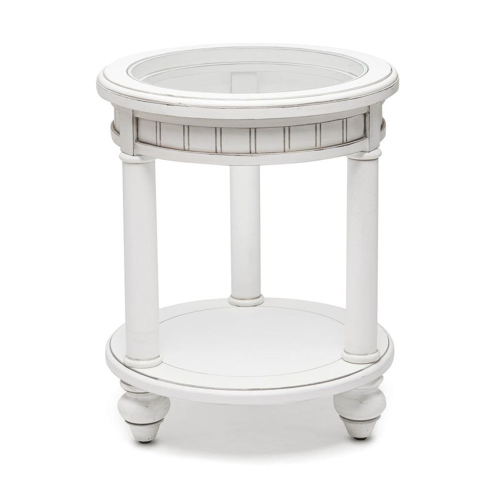 Monaco White Round End Table