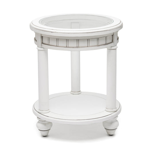 Monaco White Round End Table