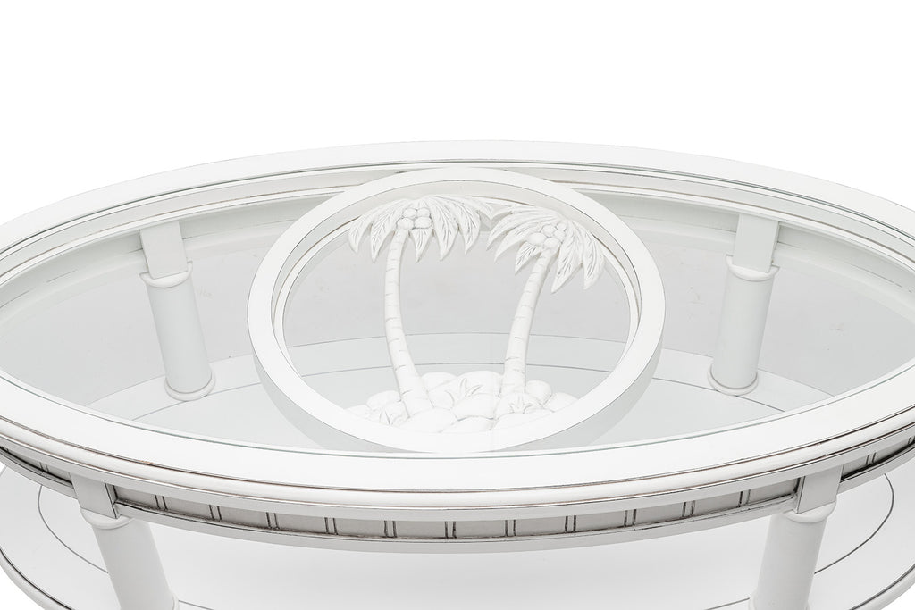 Monaco White Oval Cocktail Table
