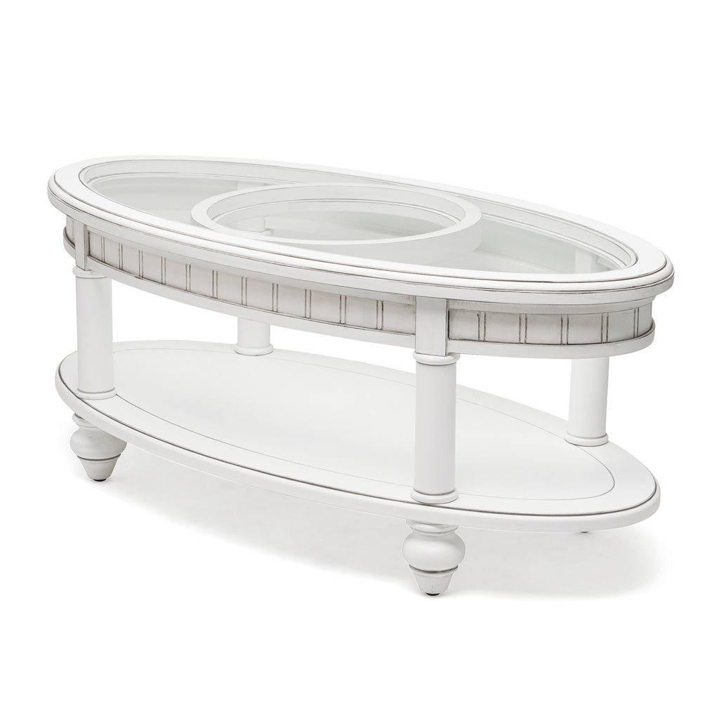 Monaco White Oval Cocktail Table
