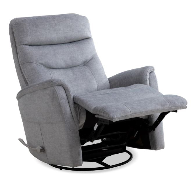 Gemini Swivel Glider Recliner with Adjustable Headrest-Silver