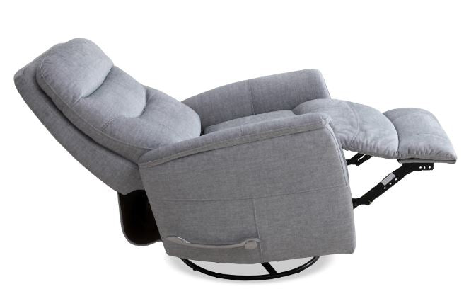 Gemini Swivel Glider Recliner with Adjustable Headrest-Silver
