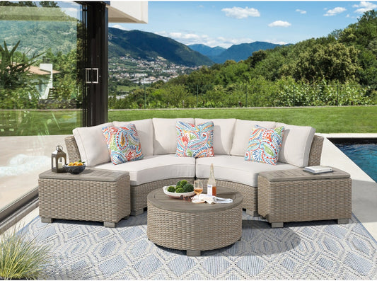 Ollie 5 Piece Curved Outdoor Sectional Set