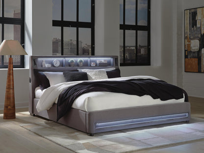 Verishaw King Upholstered Bed with Wireless Audio