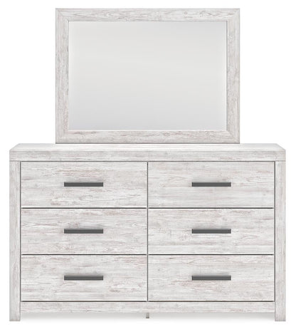 Cayboni Queen Panel Bed with Mirrored Dresser and Nightstand