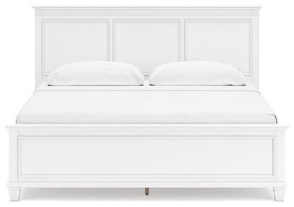 Fortman King Panel Bed with Mirrored Dresser and Nightstand