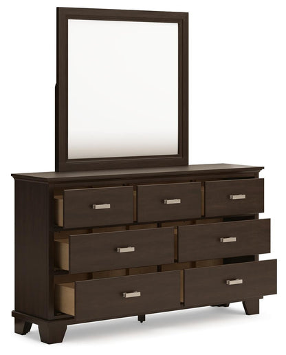 Covetown Twin Panel Bed with Mirrored Dresser and Nightstand