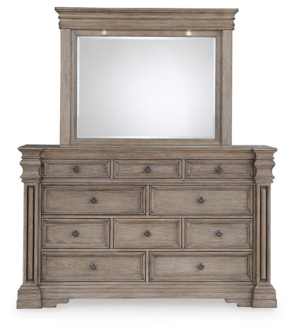 Blairhurst Queen Panel Bed with Mirrored Dresser and Nightstand