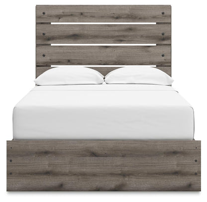 Graystorm Full Panel Bed with Storage, Dresser, Mirror and Nightstand