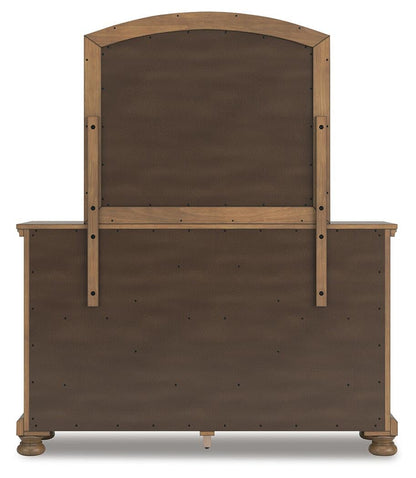 Feddinger King Storage Sleigh Bed with Mirrored Dresser and Nightstand