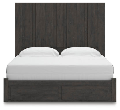 Fraluna King Panel Storage Bed, Dresser, Mirror and Nightstand