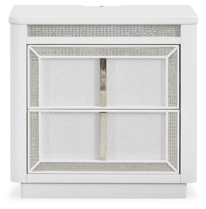 Chalanna California King Upholstered Storage Bed, Dresser, Mirror and Nightstand
