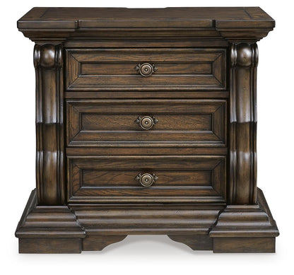 Maylee Queen Canopy Bed, Dresser, Mirror and Nightstand