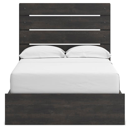 Hollivern Full Panel Bed with Storage, Dresser, Mirror and Nightstand