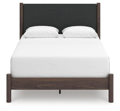 Pamytta Queen Upholstered Panel Bed, Dresser, Mirror and Nightstand