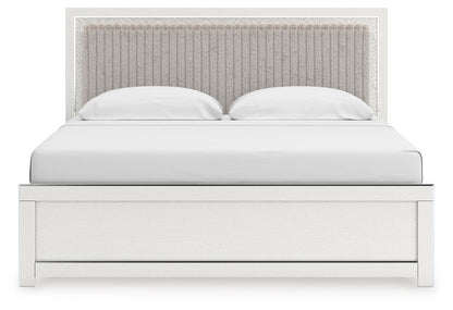 Zuraleus King Upholstered Panel Bed, Dresser, Mirror and Nightstand