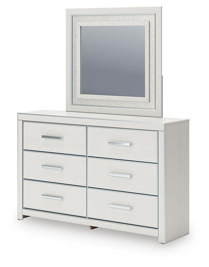 Zuraleus King Upholstered Panel Platform Storage Bed, Dresser, Mirror and Nightstand