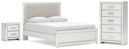 Zuraleus Queen Upholstered Panel Platform Bed, Dresser, Mirror and Nightstand