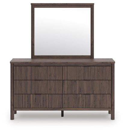 Pamytta Twin Upholstered Panel Bed, Dresser, Mirror and Nightstand