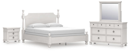 Rowlenstown California King Poster Bed, Dresser, Mirror and Nightstand